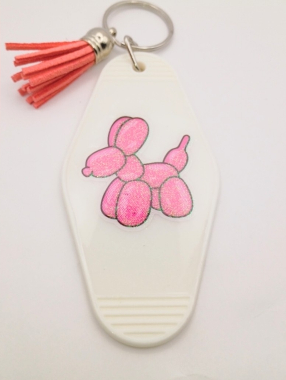 Pink Balloon Dog Keychain Handmade UV Resin Tassel Accessory Gift for Her New 🌸